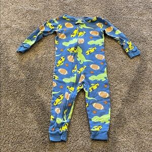Carters 18m Blue Dinosaur and Football Print Kids One Piece PJs